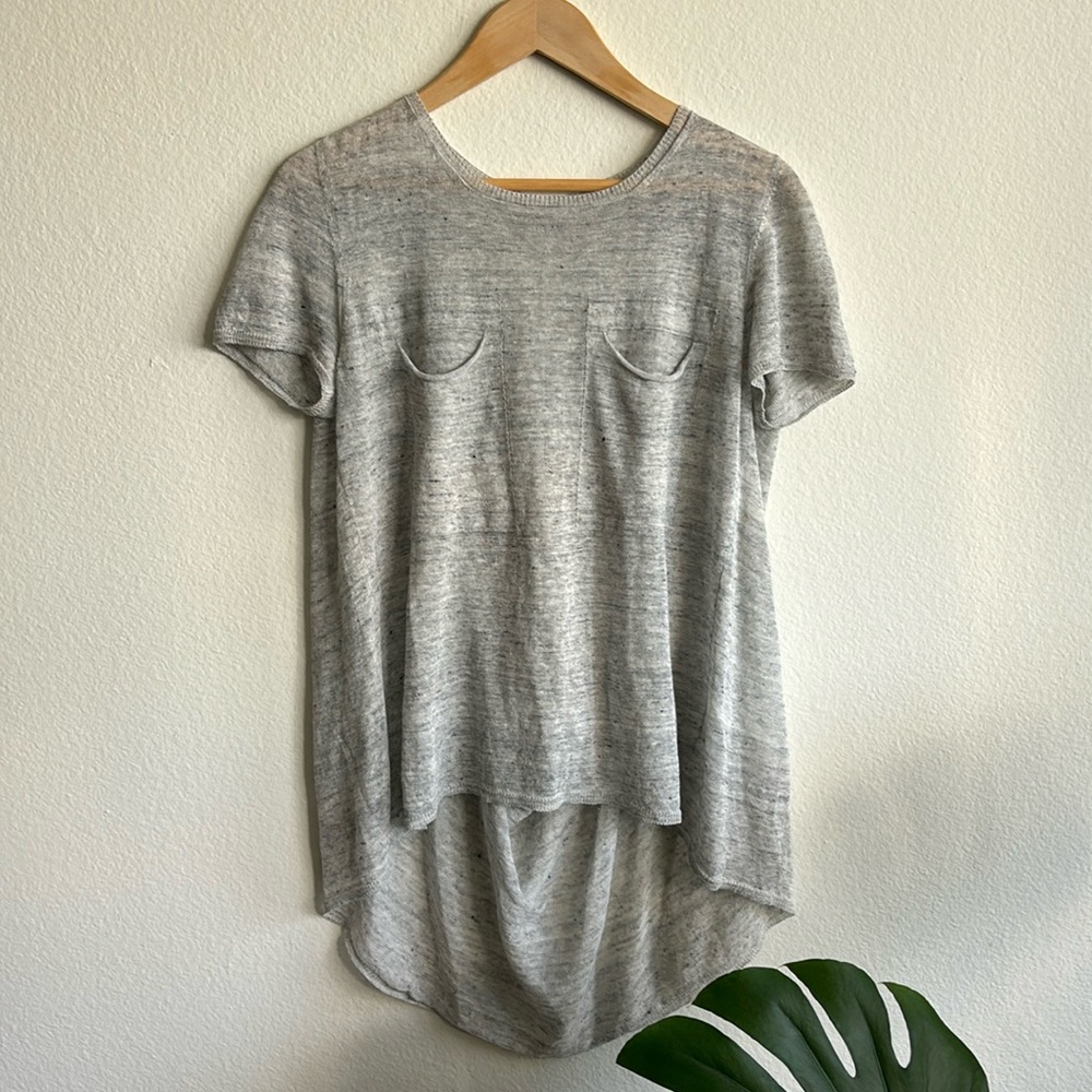 Tonet Italian Linen High Low Tee Shirt Blouse Gray Size 44 / Large